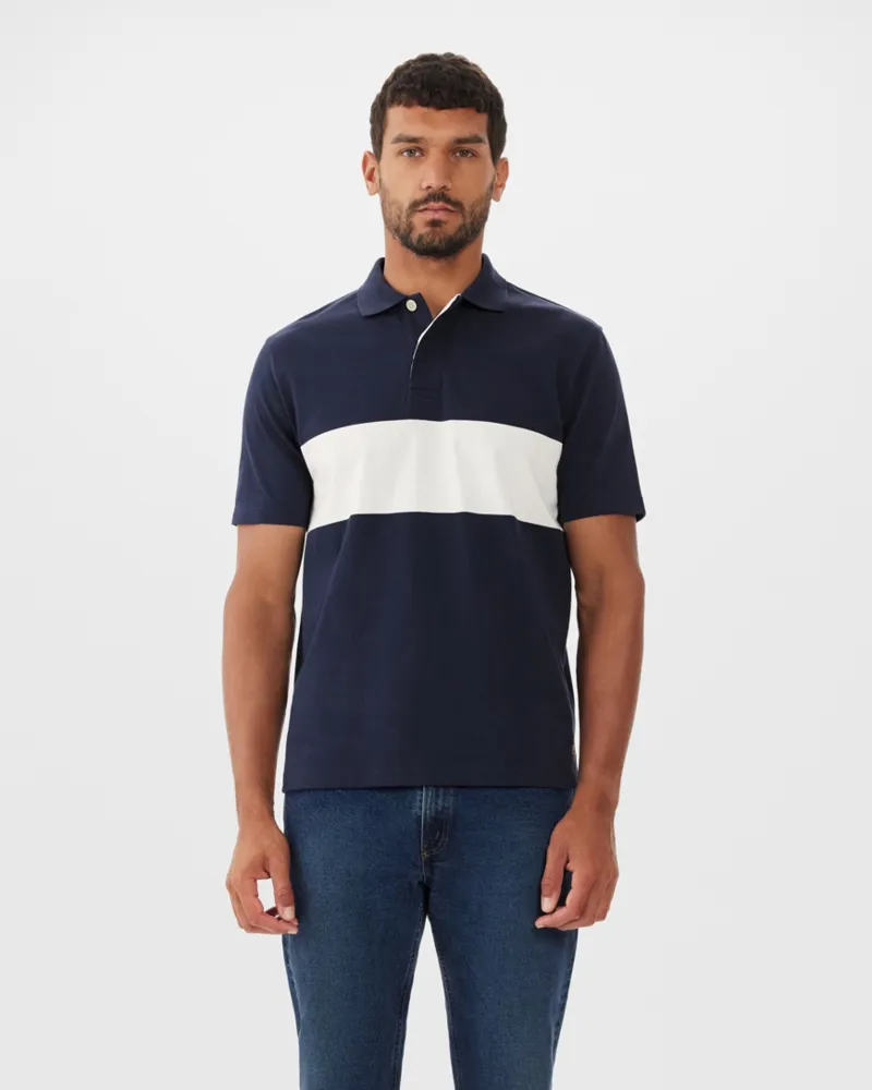 RM Williams Colebrook Polo Navy White-1